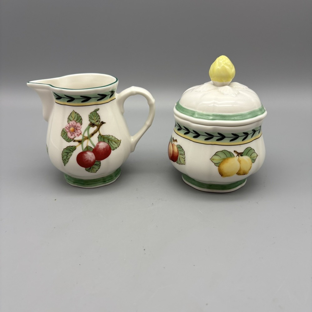 Villeroy & Boch French Garden Fleurence Sugar Bowl w/Lid & Creamer Germany